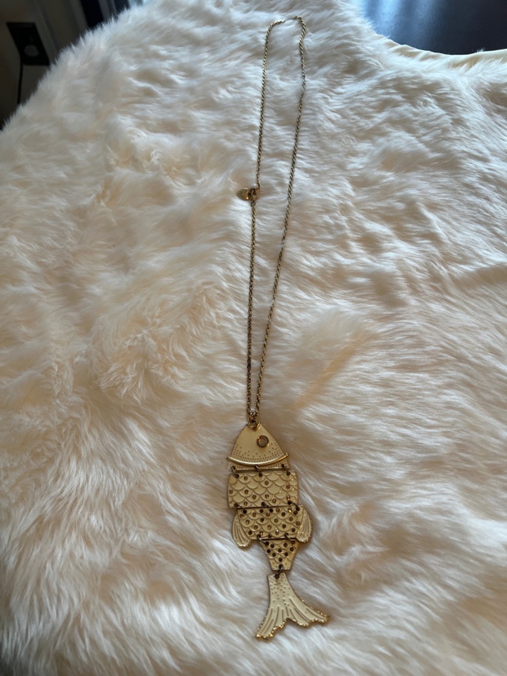 Betsey Johnson Gold Fish Pendant Long Necklace
